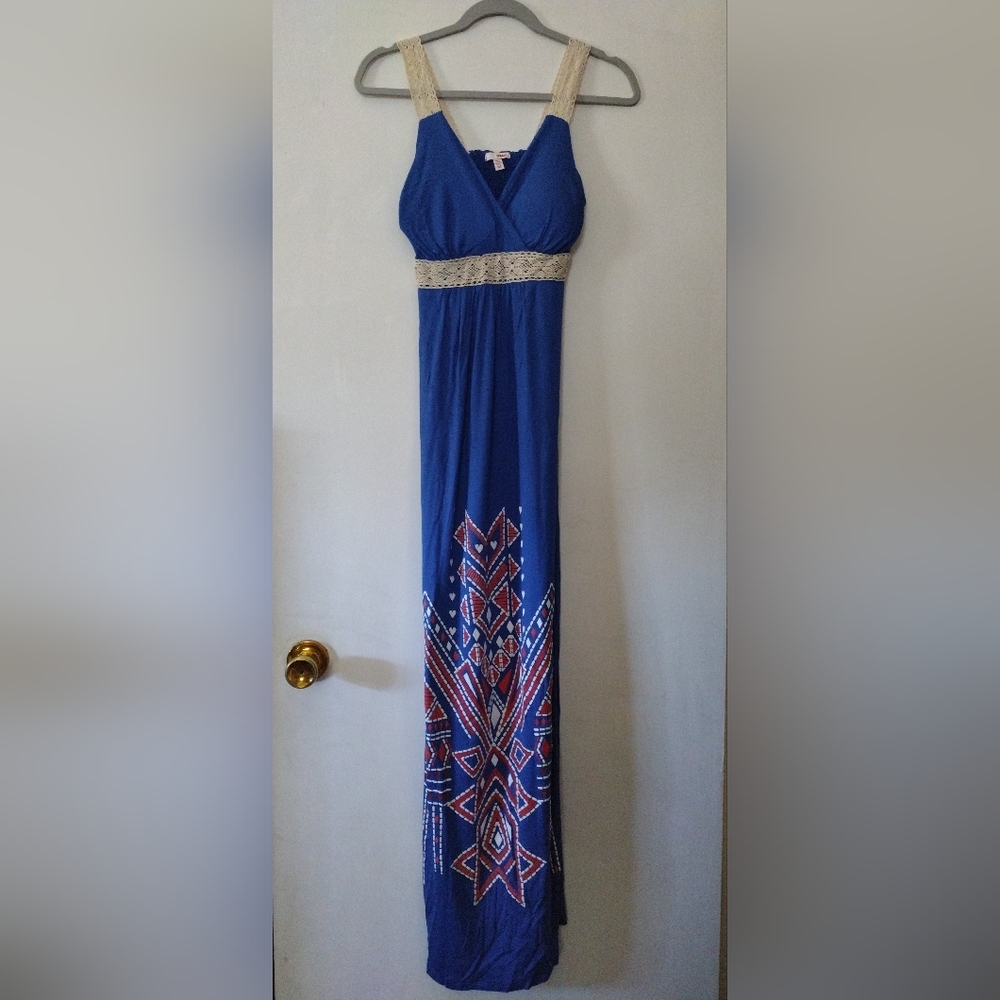 BONGO Maxi blue dress with pattern